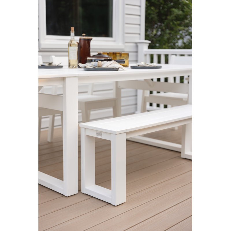 Calla Dining Bench, White, Weathered Teak