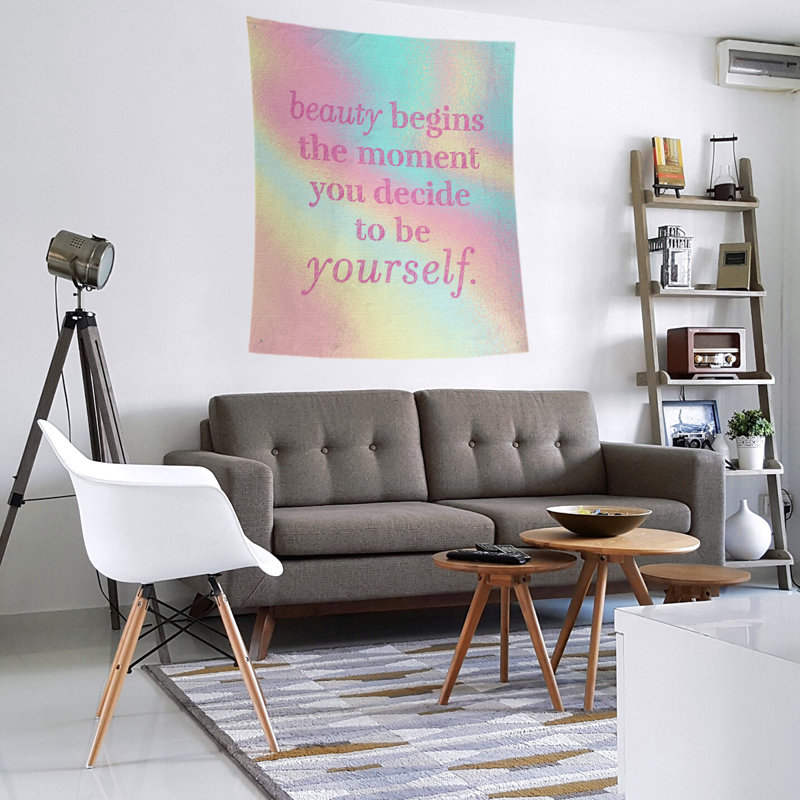 Tapisserie en polyester véritable citation beauté, H 60 po x l 51 po, Arc-en-ciel pastel