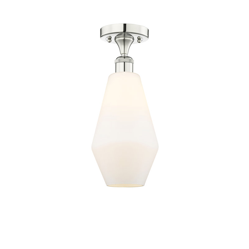 Amylea Glass Semi Flush Mount, Cased Matte White, Polished Nickel