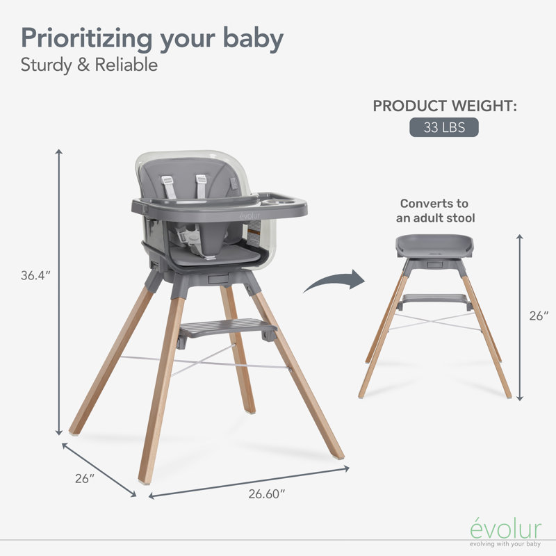 Evolur 360° Bloom Highchair, Storm Gray