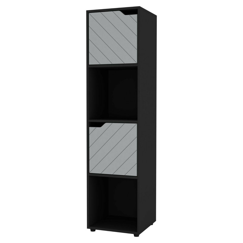 Blodwin 119cm H x 30cm W Cube Bookcase, Black/Grey