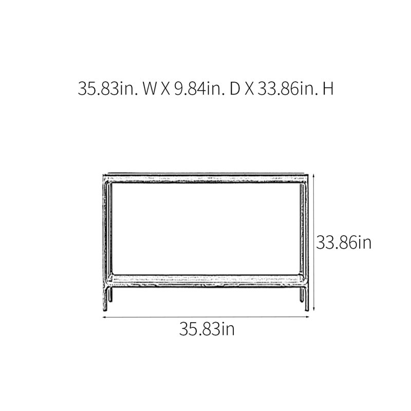 Console rustique simple, H 33,86 po x l 35,83 po x P 9,84 po, Bois naturel