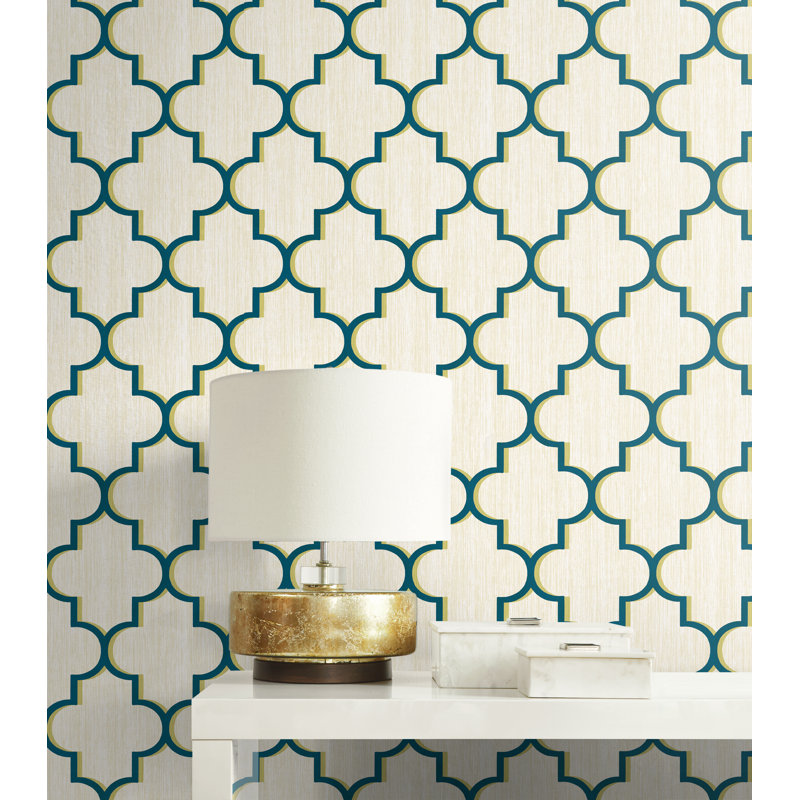 Donagh Geometric Roll, Ocean Blue/ Olive Green/Light Greige