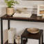Table d'appoint, console, vestibule, étroit, canapé, salon, chambre à coucher, stratifié brun, métal noir, contemporain, moderne