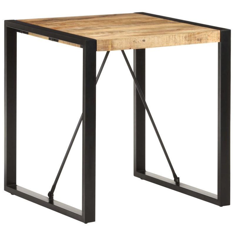17 Stories Dining Table Mango Wood, Brown, Black, 29.5" H x 27.6" L x 27.6" W
