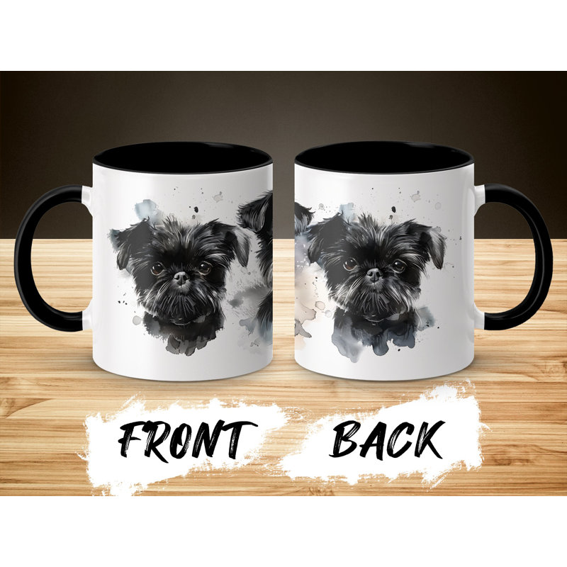 11oz Watercolour Brussels Griffon Design Coffee Mug, Black, 2