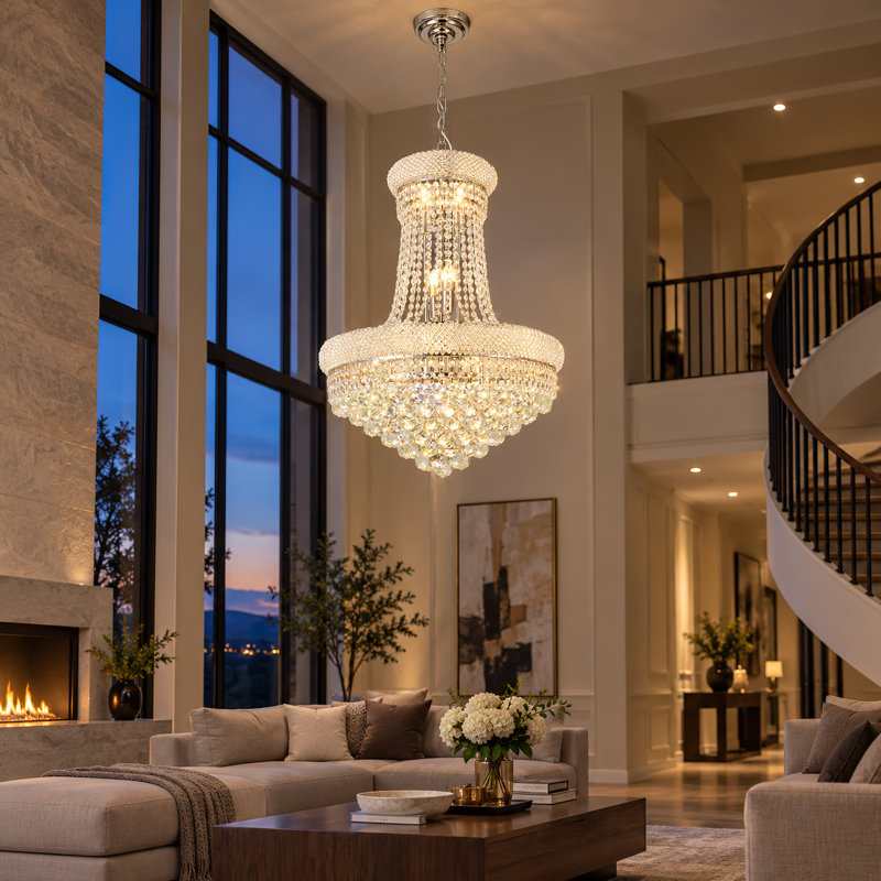Lustre Empire en cristal Joffrey à 13 lumières et 6 niveaux avec chaîne ajustable