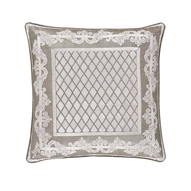 Sand Diamond Pattern Square Throw Pillow with Scroll Border