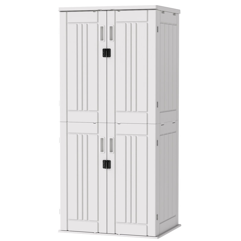 Armoire de rangement en résine et verrouillable EHHLY, Blanc polaire