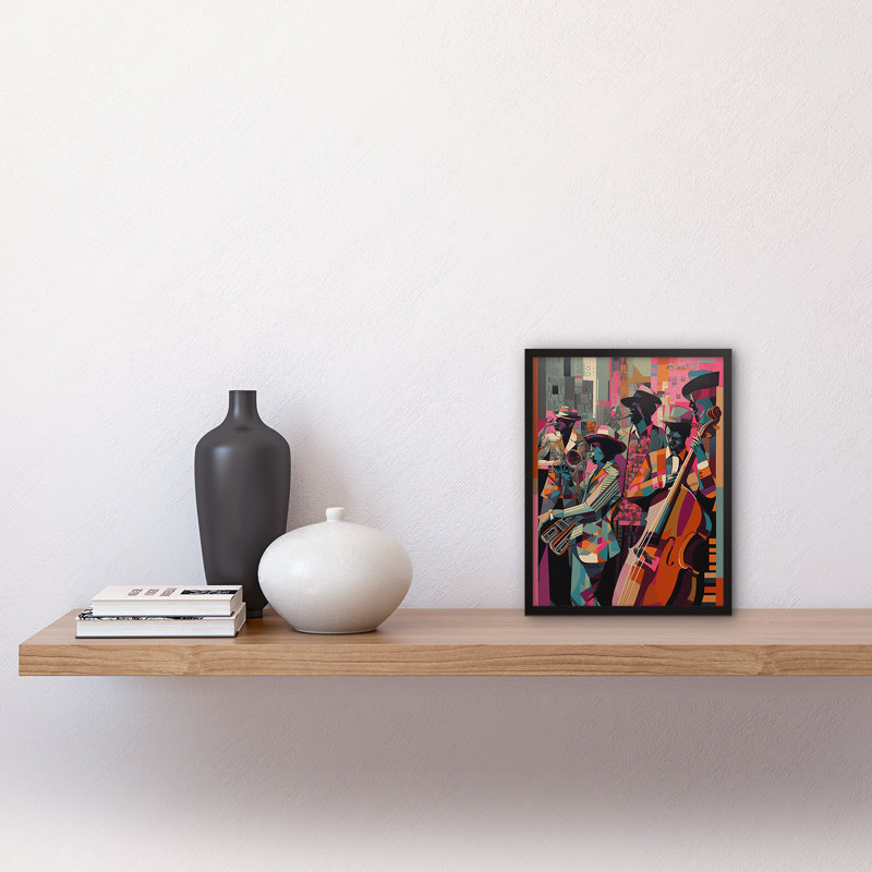 New Orleans Jazz Festival Musicians Warming up in the City Street 1 Piece Single Picture Frame Wall Art