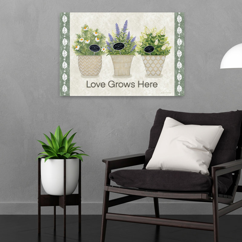 «Love Grows Here», lavande abstraite, art naturel, H 16 po x l 24 po