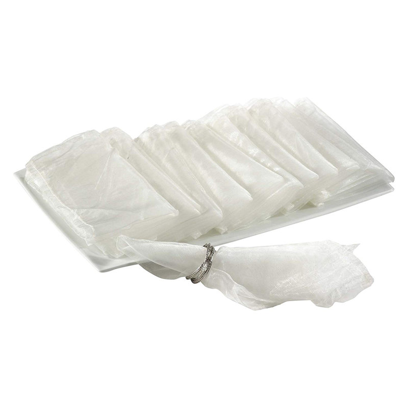 Elegant Sheer Organza Cloth Napkins 20" W X 20"l, Set Of 12, Ivory