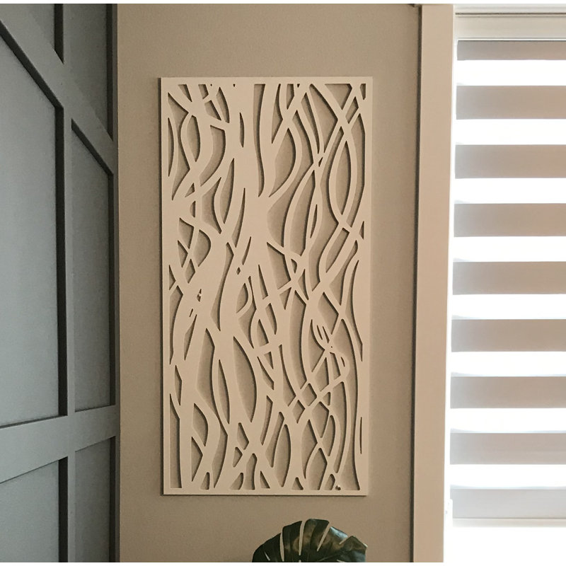 Panneau mural décoratif VIMA (Tangles) - L 48 po x l 24 po, panneau de PVC blanc avec clôture à écran privé pour la rénovation et la décoration murale