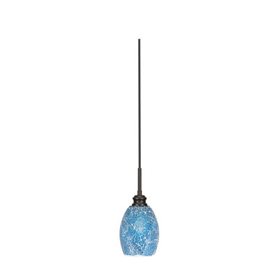 Edge Cord Mini Pendant With 5" Turquoise Fusion Glass