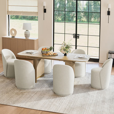 Clester Modern Upholstered Fully Assembled Swivel Dining Chair Set