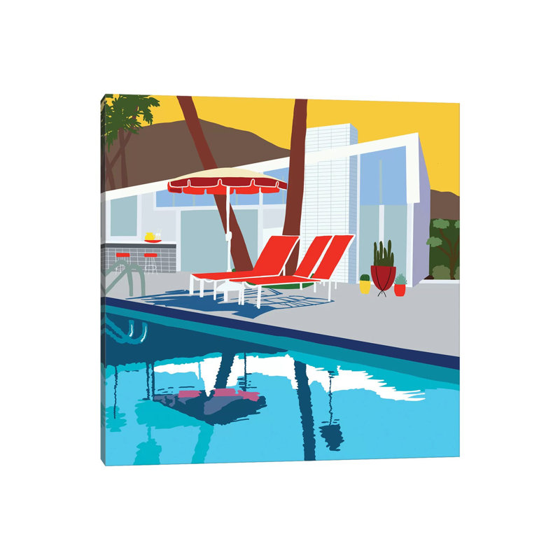 Pool Lounge II by Jen Bucheli - Wrapped Canvas Painting, 30.48 cm H x 30.48 cm W
