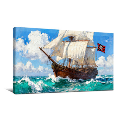 Bateau pirate nautique et de plage naviguant sur les vagues de l'océan