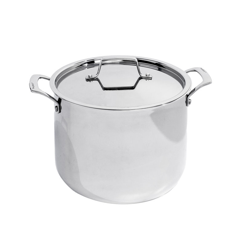 Professional 9.5" Stainless Steel Stockpot with Basket Insert, 8qt