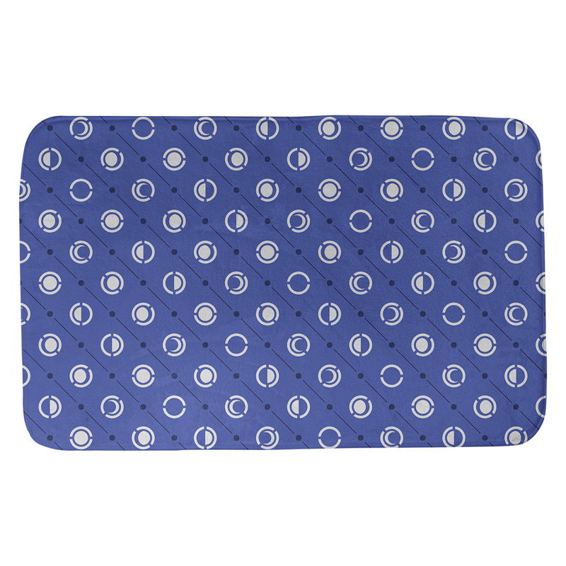 Skeffingt Memory Foam Non-Slip Bath Rug, 17" W x 24" L, Blue/Black