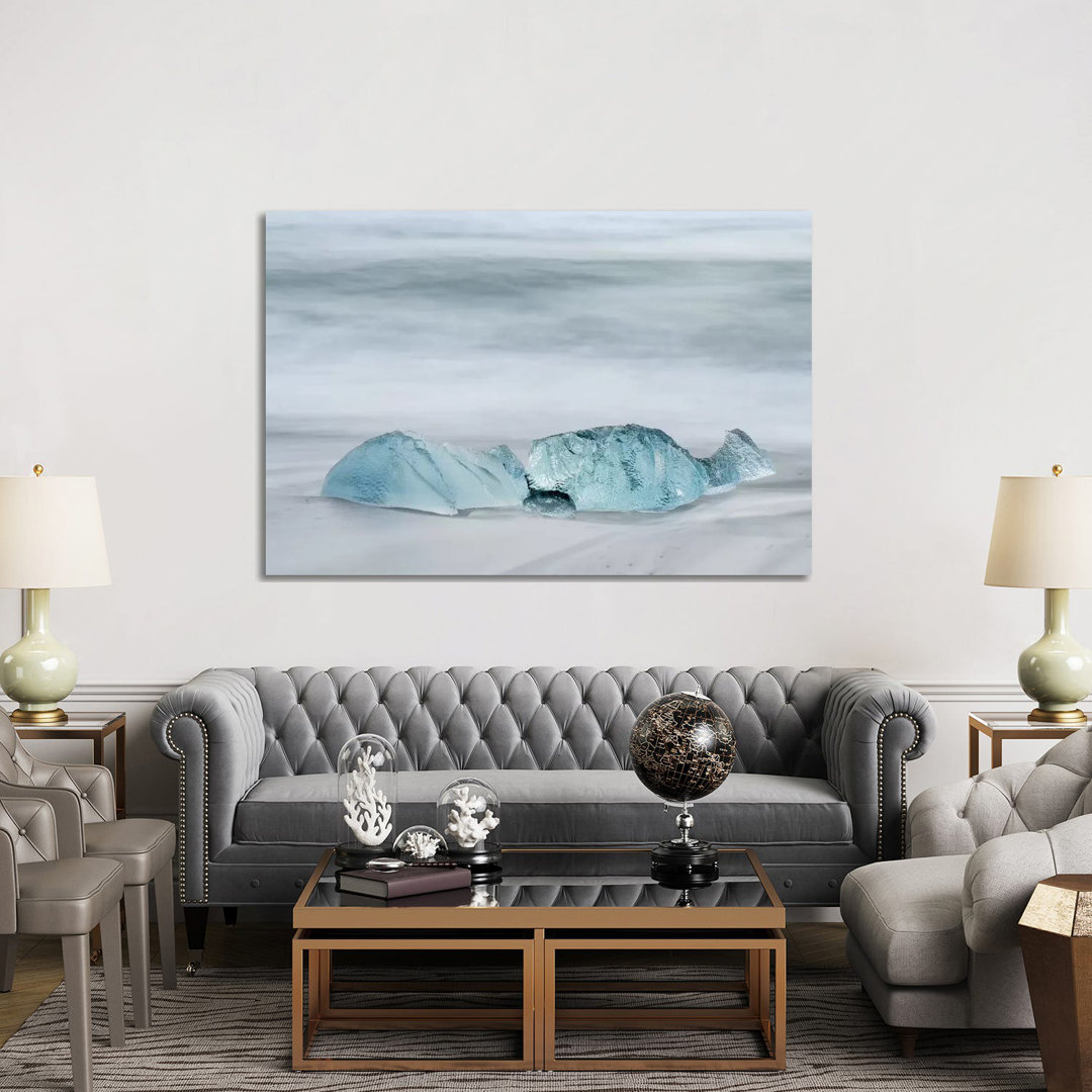 Icebergs On A Black Volcanic Beach IV, Vatnajokull National Park, Iceland by Martin Zwick - Wrapped Canvas Print