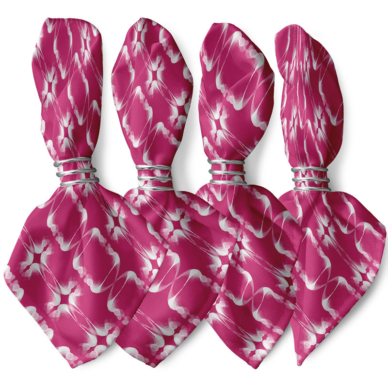 Barbuda Polyester Geometric Square Napkin, Pink