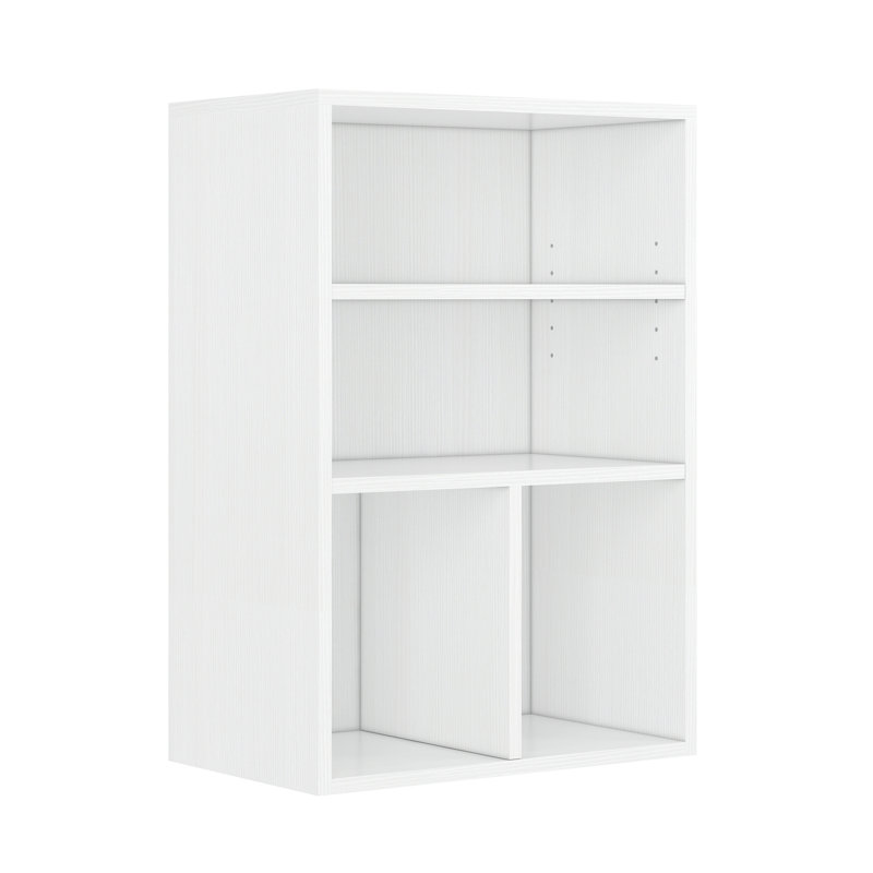 Ebern Designs Bookcase, 3-Tier Adjustable Open Storage Shelf Display Bookshelf, HOFB024, Ivory White