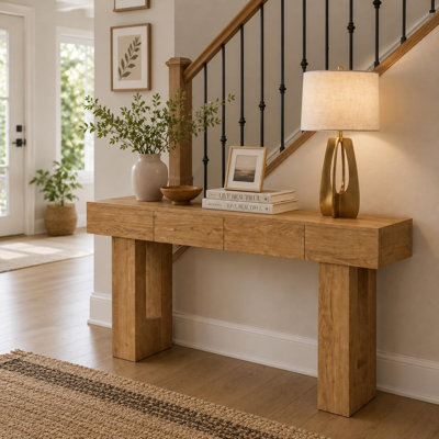 Console en bois avec tiroir, décor de couloir, tiroir de rangement, console décorative, console compacte