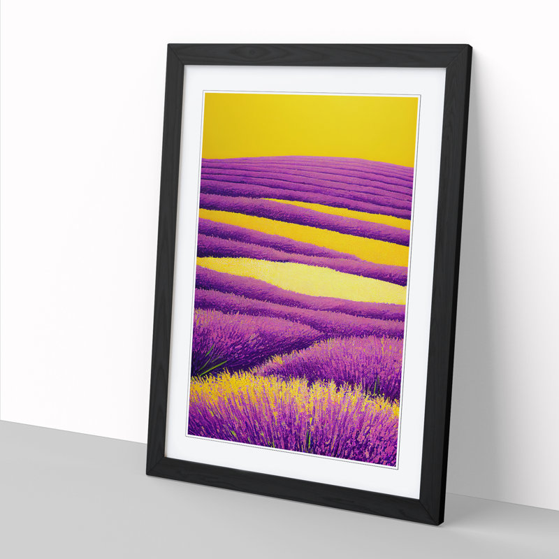 Dopart Lavender Field Painting Vol.3 - Single Picture Frame Print, 46cm H x 34cm W x 2cm D, Walnut
