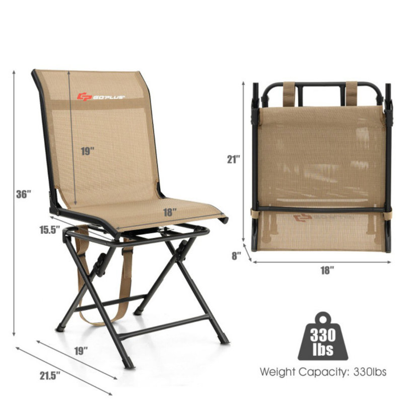 Chaise pivotante pliante toutes saisons pour l'extérieur à 360 degrés avec structure en fer