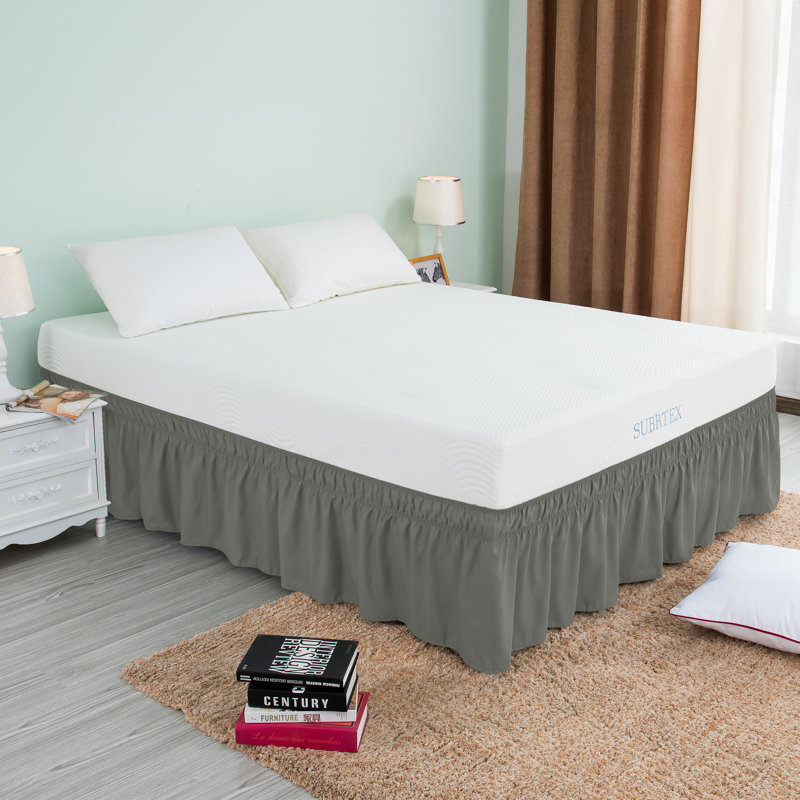  Jupe de lit enveloppante de 15 po avec volants, Très grand, Gris clair
