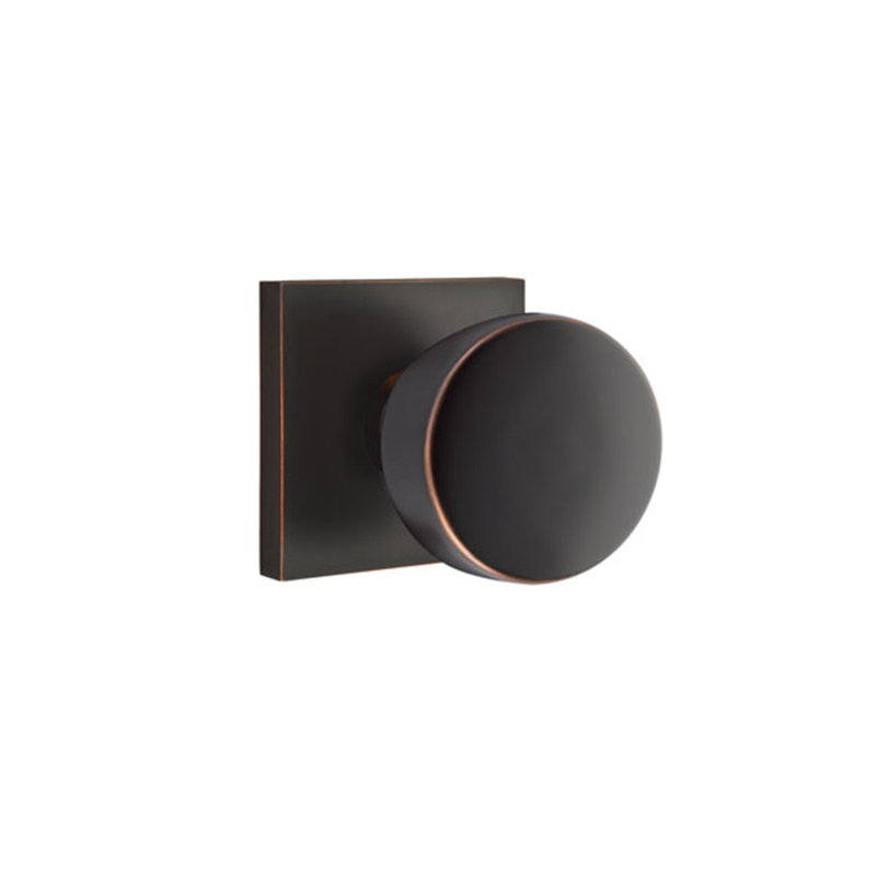 Passage Laurent Knob with Square Rose, Oil Rubbed Bronze