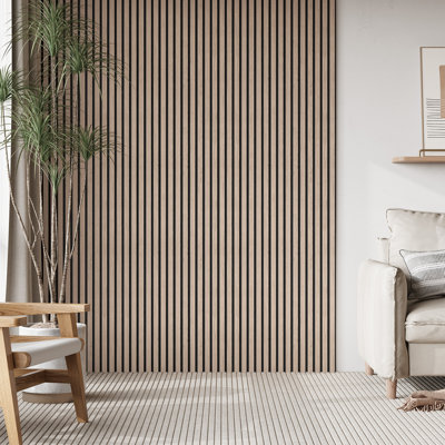  4pc x 94.5" x 12.6" 3D Acoustic Wall Paneling - Cold Walnut Soundproof Wood Slat Wall Panel Decorative Shiplap Panels (33 sq.ft)