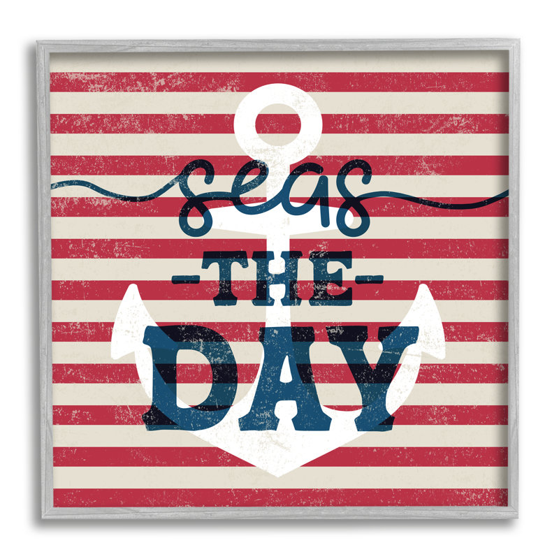 «Seas The Day Americana» par Daphne Polselli, L 17 po x H 17 po, Estampe numérique Farmhouse