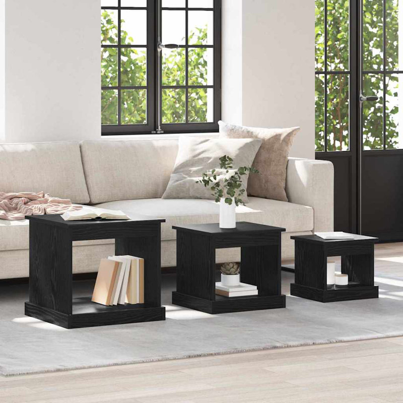 Coffee Table with Storage, Black Oak
