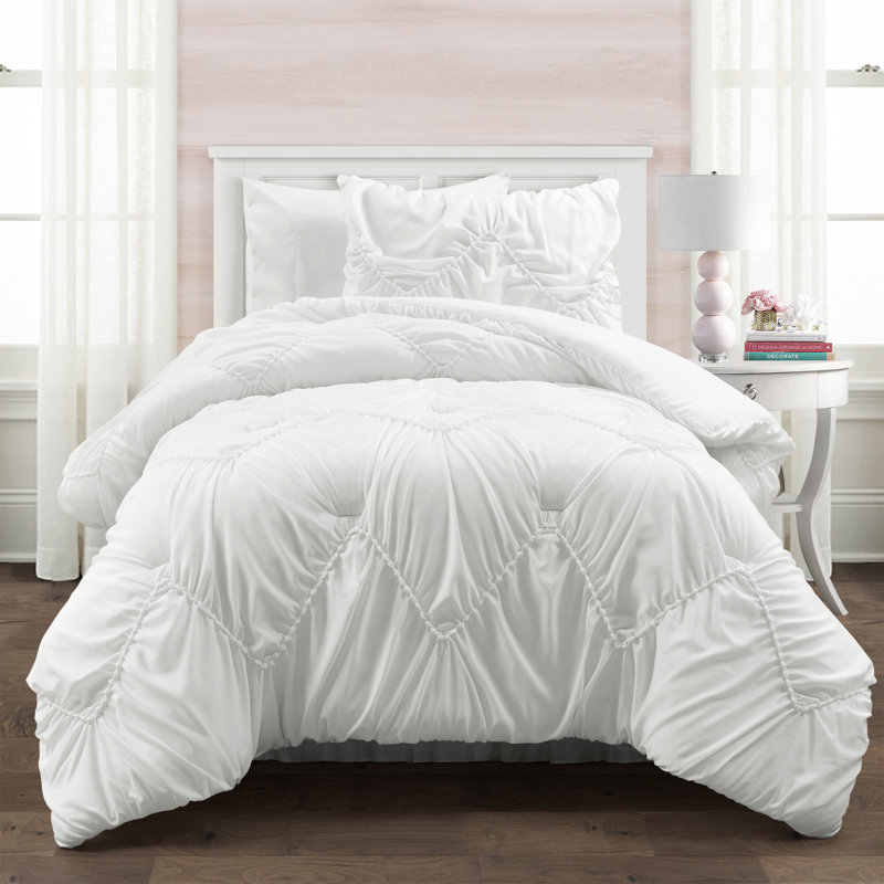  Microfiber 2 Piece Comforter Set, White