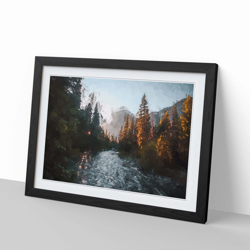 Yosemite Valley Sunrise in Abstract - Picture Frame Graphic Art Print, 60cm H x 91cm W x 2cm D, Black
