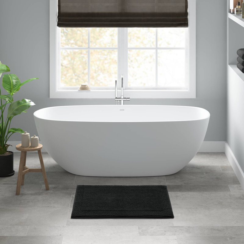 Splendor Black 100% Cotton Tufted 3000 GSM Reversible 20x30'' Bath Rug, 20" W x 30" L, Black