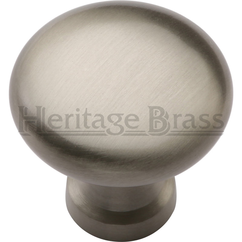 Heritage Brass Victorian Inspired Heritage Cabinet Knob Mushroom Design 38mm, 3.2cm H x 3.8cm W x 3.8cm D, Satin Nickel