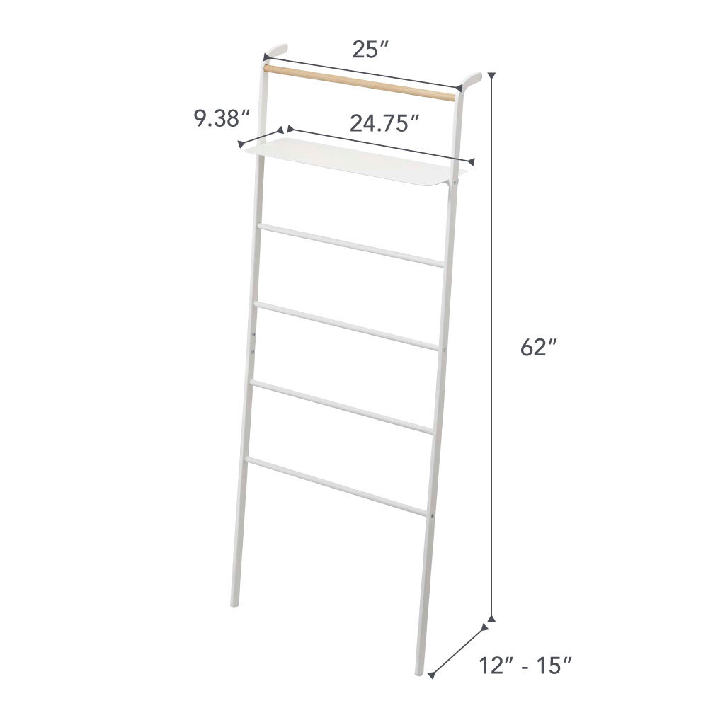 Leaning Blanket Ladder with Shelf, White