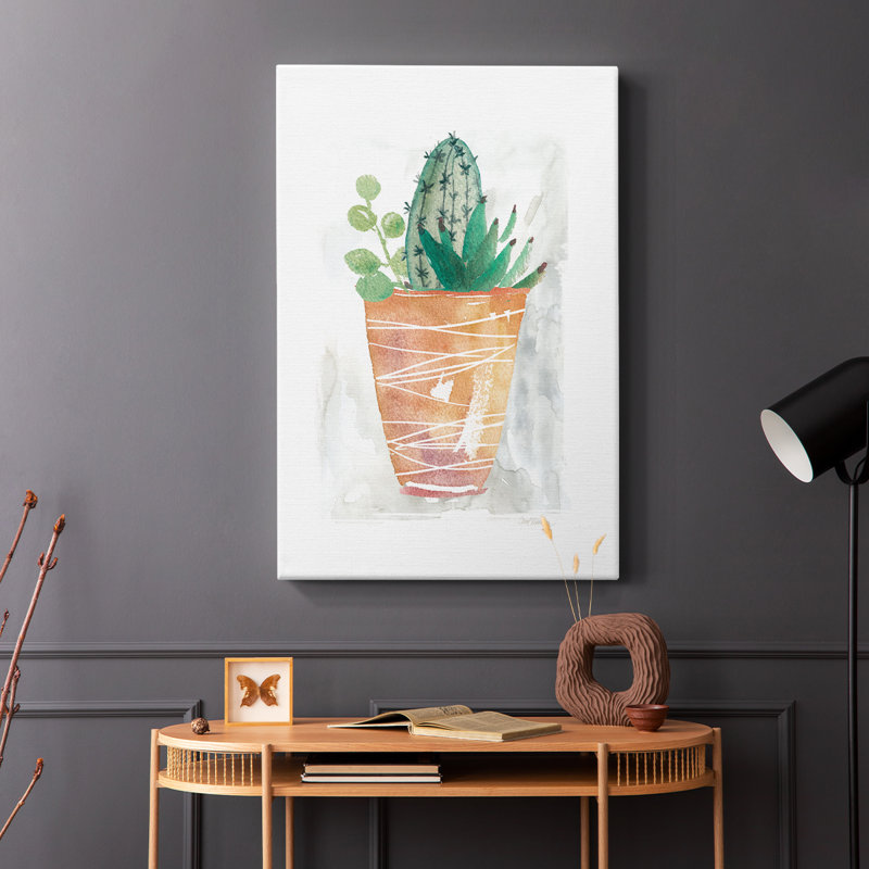 Boho cactus - galerie enveloppée Cavas, H 48 po x l 32 po