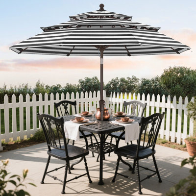 Parasol de marché en oléfine 9 'à 3 niveaux avec inclinaison et manivelle