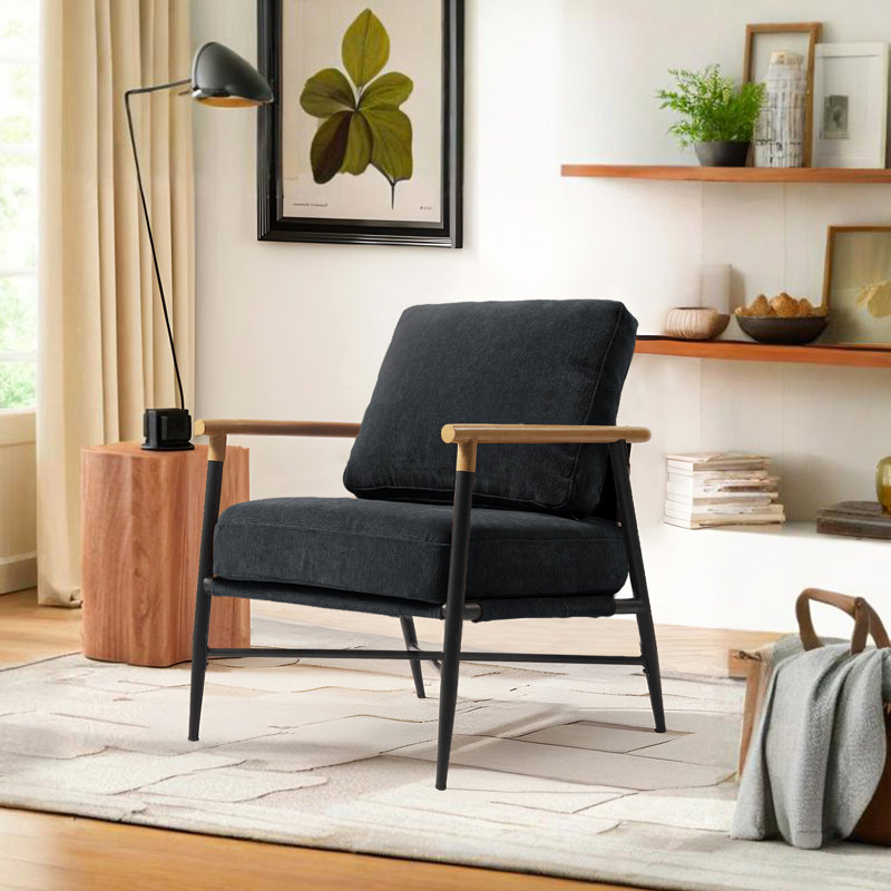 Fauteuil d'appoint Dajauna, Chenille noir