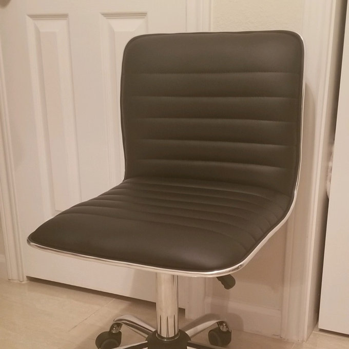 Correen PU Leather Low Back Armless Desk Chair - White