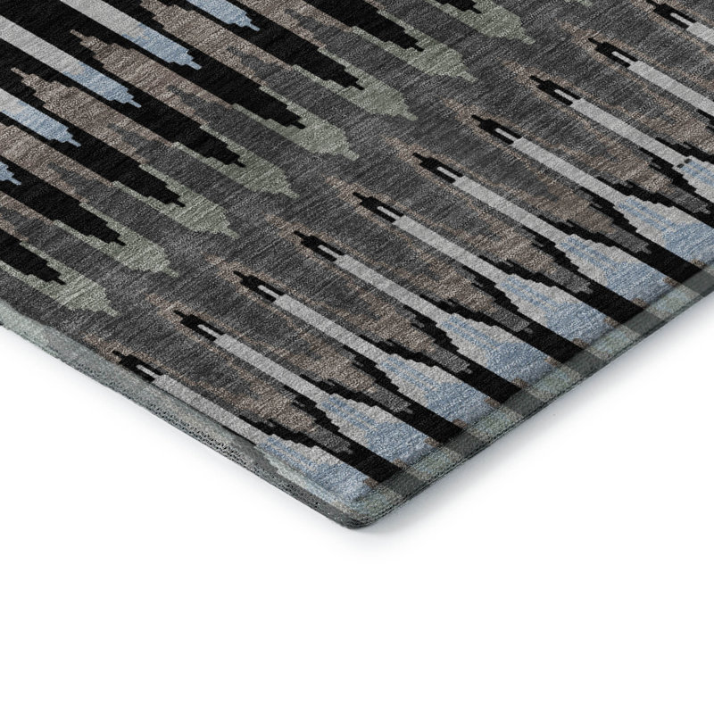 Premium Machine Washable Prisco Black Rug, Rectangle 2'6" x 3'10"