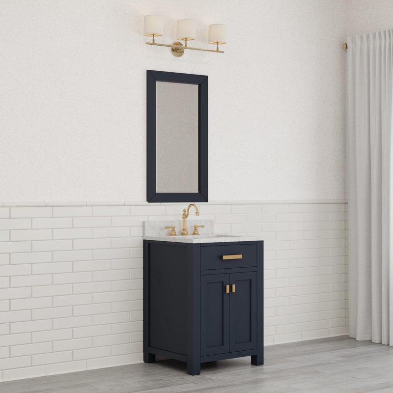Ensemble de meuble-lavabo simple 24 po Minnetrista, Bleu monarque, Or satiné