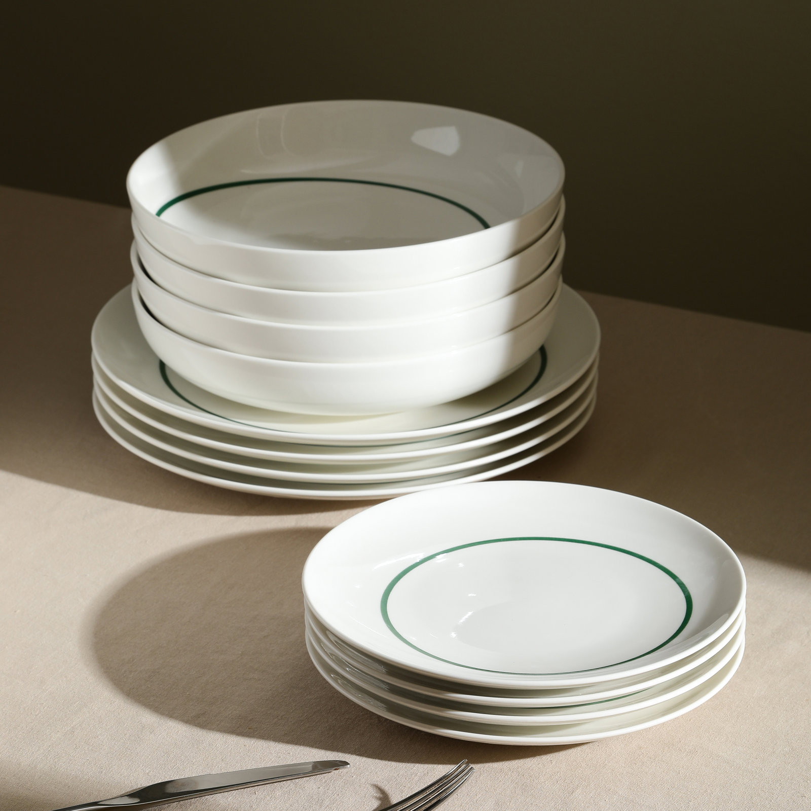 Luna Porcelain Dinnerware Set, Green