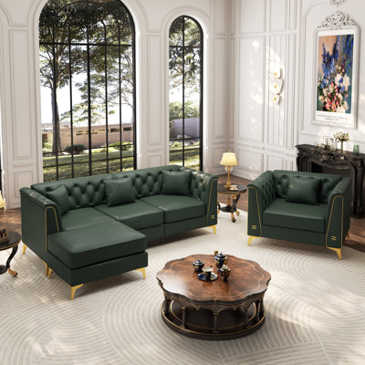 Ensemble de canapés luxueux 3 pièces Chesterfield