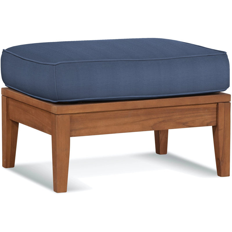 Repose-pieds d'extérieur en teck avec coussin Messina, Bleu du capitaine; 6359-63