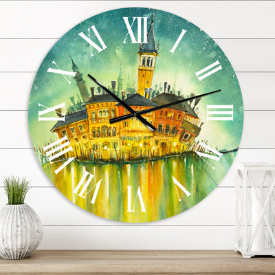 Idyllic Island of Venice At Night - Modern wall clock