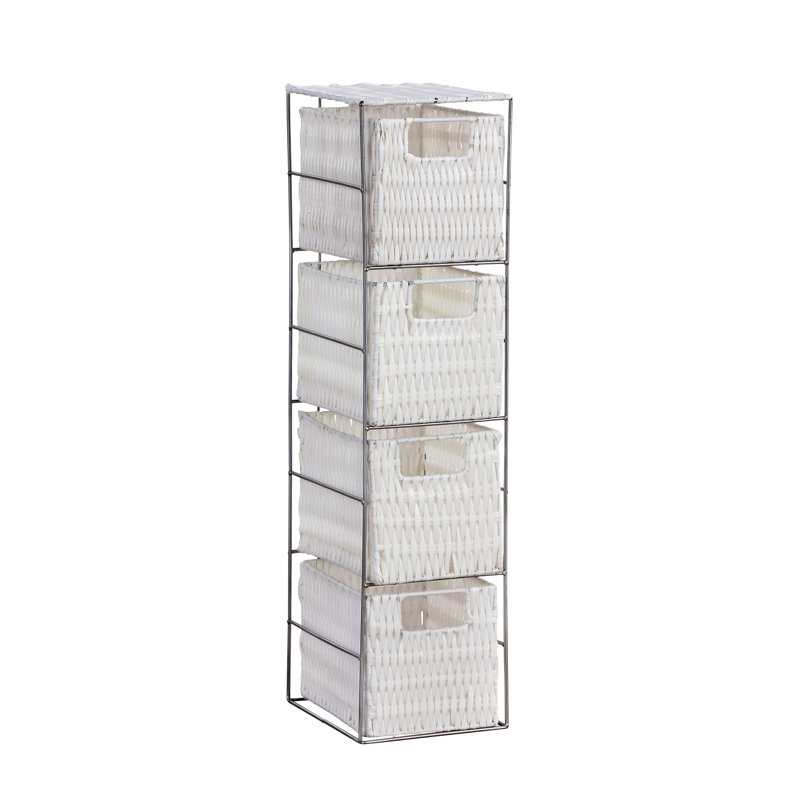 Sipriano Fully Assembled 4 Basket Drawer Tower Storage Unit, White